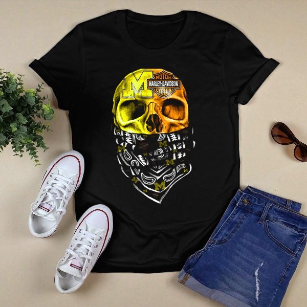 HD Skull Michigan Wolverines T Shirt Black 1