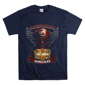 Hd South Carolina Gamecocks Motorcycles Winged Skull T-Shirt