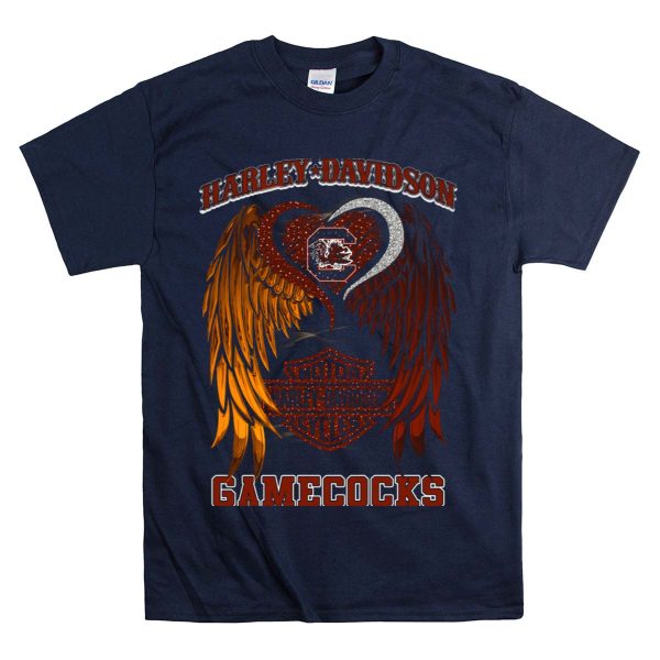 HD South Carolina Gamecocks Motorcycles Wings T Shirt 1 Navy