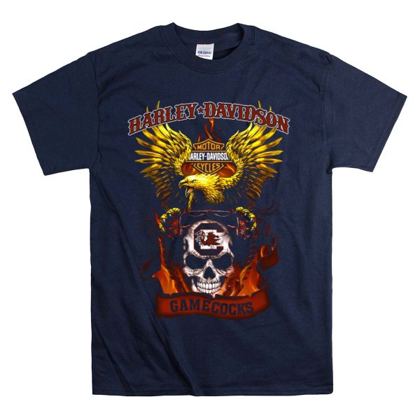 HD South Carolina Gamecocks Skull And Eagle T Shirt 1 Navy