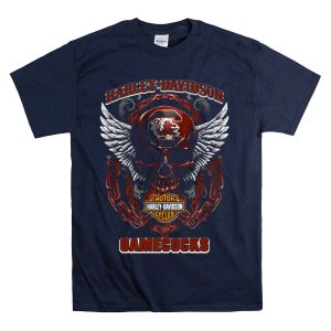 Hd South Carolina Gamecocks Skull Design With Wings And Chains T-Shirt