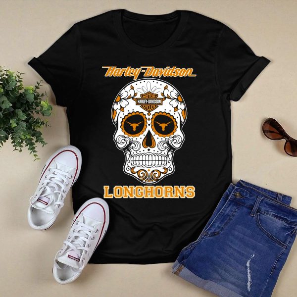 HD Texas Longhorns Skull T Shirt Style 1 Black 1