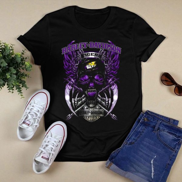 HD Tigers Motor Cycles Lsu T Shirt Black 1