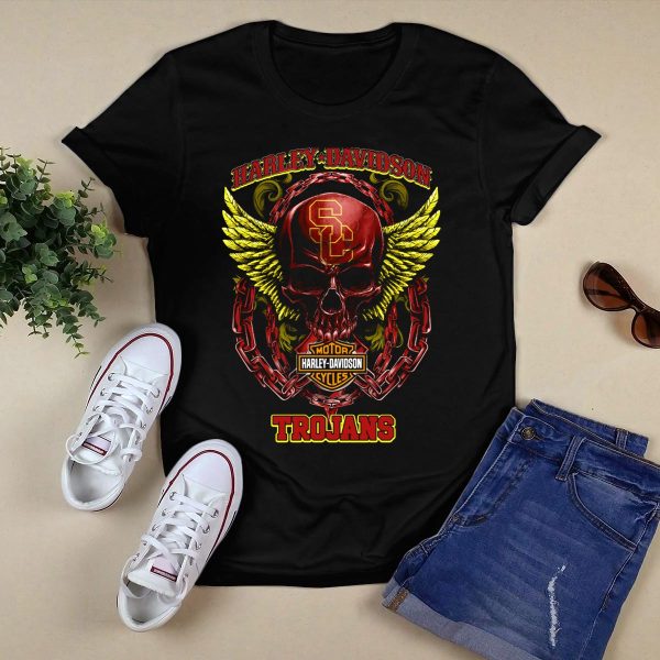 HD Usc Trojans Skull Chain Wings T Shirt 1 1