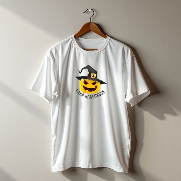 Haha Halloween Pumpkin Witch Hat Smiling Face t shirt 1