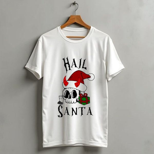 Hail Santa Skull With Devilish Santa Hat And Christmas Present T Shirt 1 t shirt 1