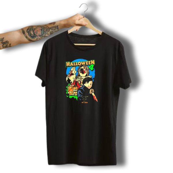 Halloween 4 Hes Back To Haddonfield Retro Horror Movie T Shirt t shirt 1