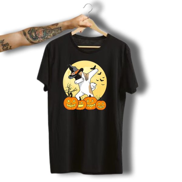 Halloween Akita Dog Dabbing With Pumpkins And Witch Hat T Shirt t shirt 1