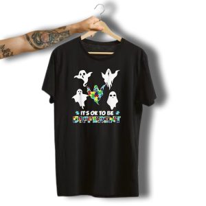 Halloween Autism Boo Ghost Ghoul It'S Ok To Be Different Puzzle Piece Ghosts T-Shirt