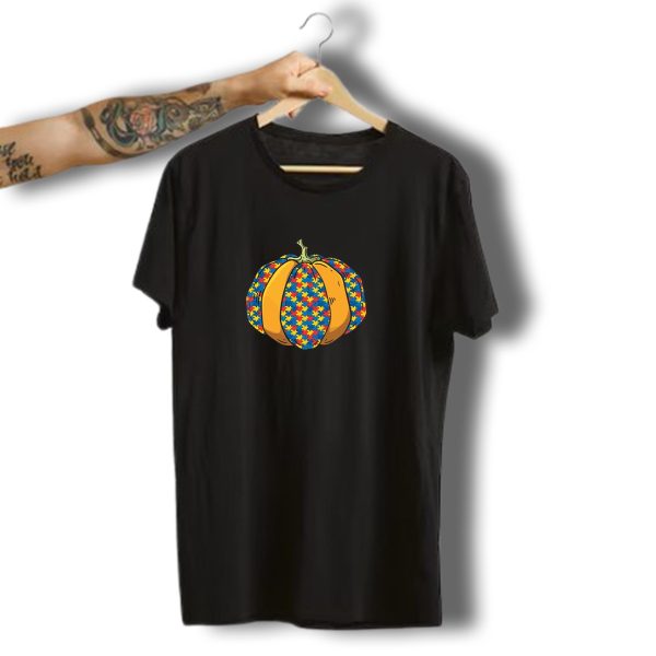 Halloween Autistic Pumpkin Its Ok To Be Different Puzzle T Shirt t shirt 1