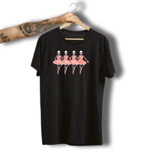 Halloween Ballerina Skeletons Dancing In Ballet Tutu Formation T-Shirt