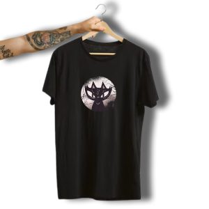 Halloween Black Cat With Full Moon And Creepy Trees For Kitty Lover T-Shirt