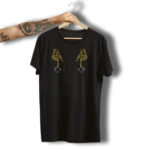 Halloween Bone Hand Skeleton Finger With Neon Yellow Accents T-Shirt