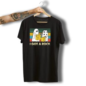Halloween Boo I Got A Rock Ghosts Trick Or Treating Vintage Stripes T-Shirt