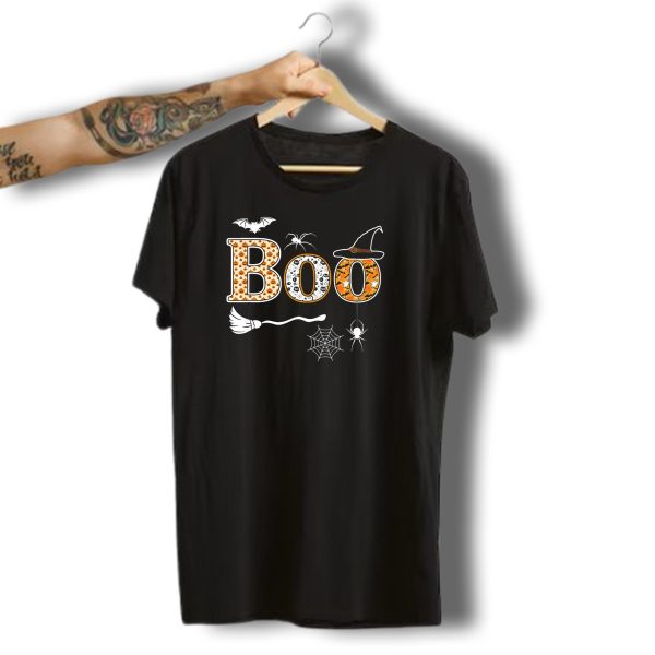Halloween Boo Pumpkin With Witch Hat And Spider Web T Shirt t shirt 1