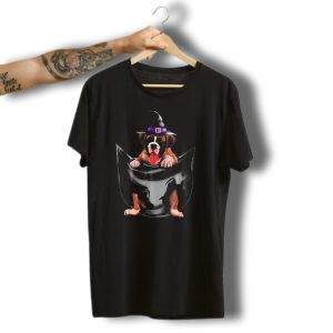 Halloween Boxer Dog In Pocket With Witch Hat Funny Dog T-Shirt