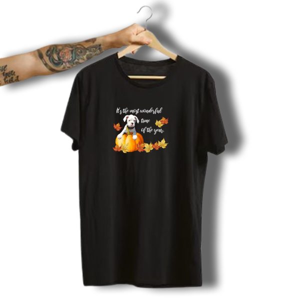Halloween Boxer Puppy Its The Most Wonderful Time Of The Year Pumpkin Leaves T Shirt t shirt 1