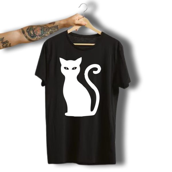 Halloween Cat Cute Cat Silhouette White T Shirt t shirt 1