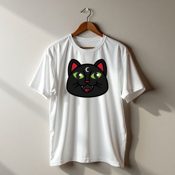 Halloween Cat Moon Eyes Fangs T Shirt t shirt 1