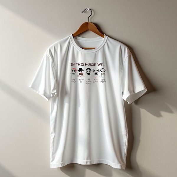 Halloween Chibi Horror Movie Characters In This House T Shirt t shirt 1
