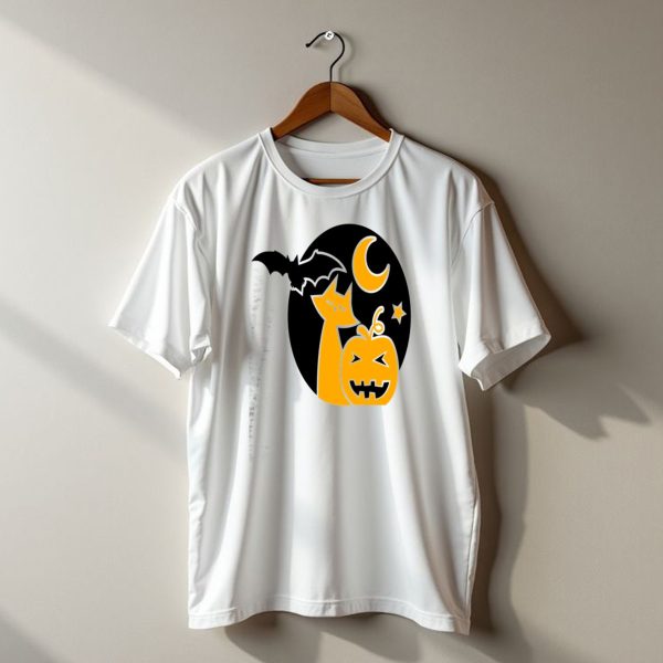 Halloween Circle Bat Cat Pumpkin Moon Star T Shirt t shirt 1