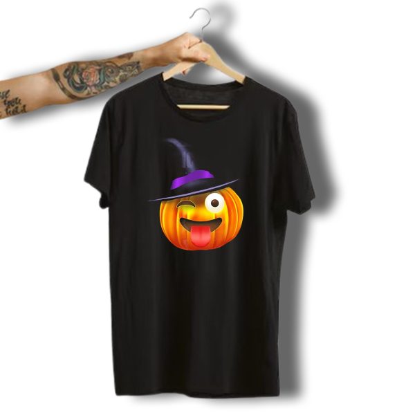 Halloween Costume Emoji Pumpkin Witch Hat Face T Shirt t shirt 1
