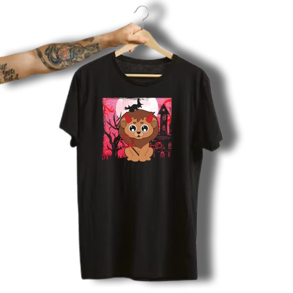 Halloween Cute Lion Devil Witch Haunted House Moon T Shirt 1 t shirt 1