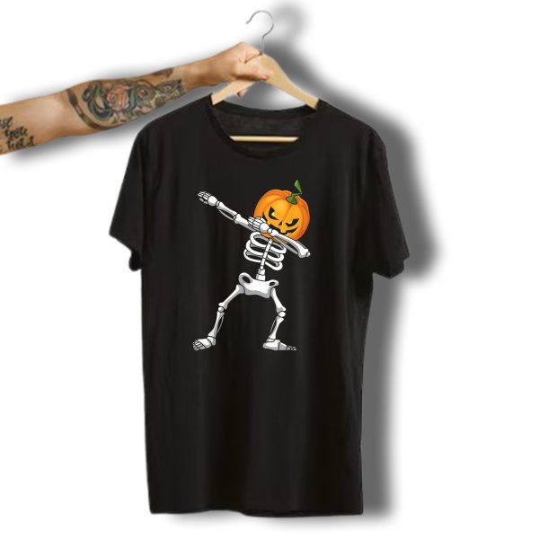 Halloween Dabbing Pumpkin Skeleton Costume Kids T Shirt t shirt 1