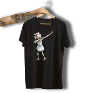 Halloween Dabbing Skeleton Nurse With Red Cross Hat T-Shirt