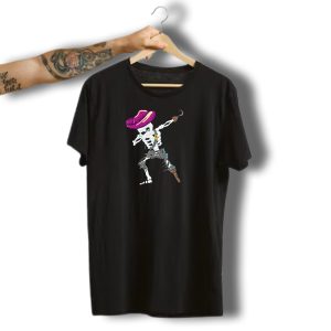 Halloween Dabbing Skeleton Pirate With Hook Hand And Tricorne Hat T-Shirt