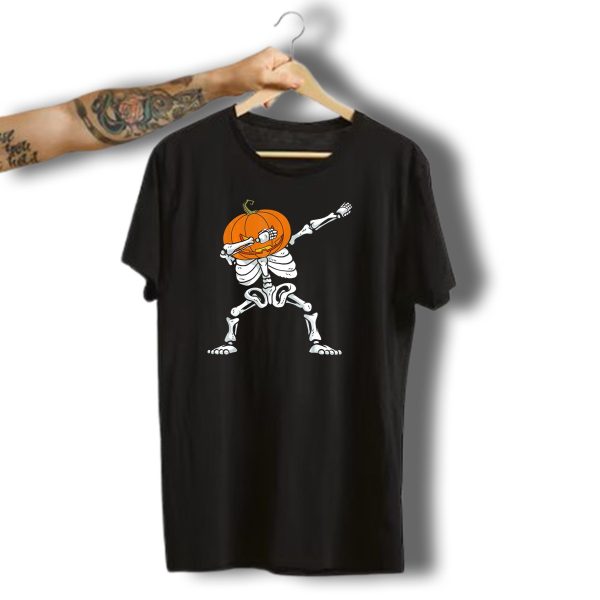 Halloween Dabbing Skeleton Pumpkin Trendy Dance Pose T Shirt t shirt 1