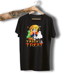 Halloween Dalmatian Trio Trick Or Treat With Pumpkins And Spooky Moon Backdrop T-Shirt