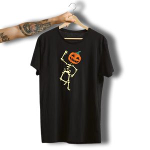 Halloween Dancing Skeleton With Pumpkin Head T-Shirt