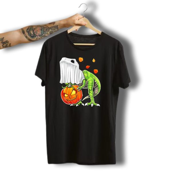 Halloween Dinosaur Ghost Pumpkin Jack Leaves T Shirt t shirt 1