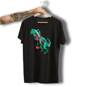 Halloween Dinosaur Zombie Trick Or Treat Pumpkin T-Shirt