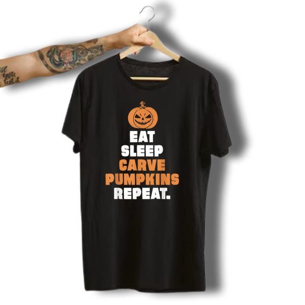 Halloween Eat Sleep Carve Pumpkins Repeat Jack O Lantern T Shirt t shirt 1