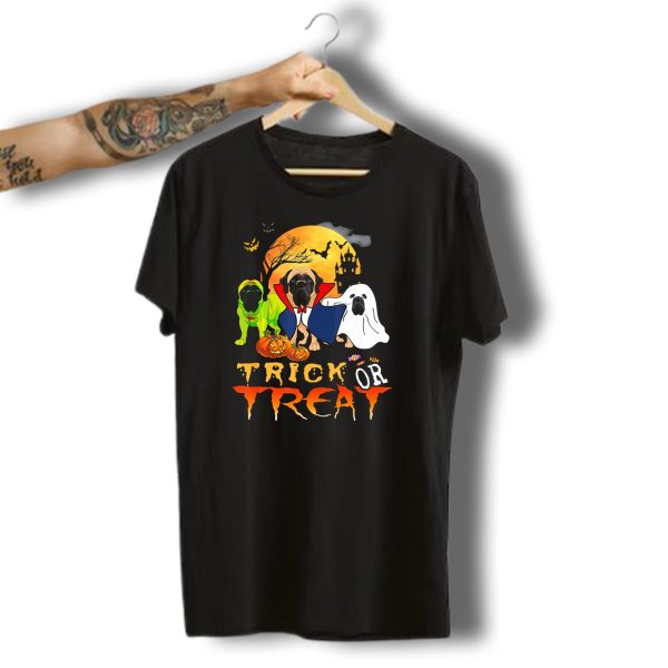 Halloween English Mastiff Trick Or Treat Pumpkin Ghost Dracula Moon Bats Castle T Shirt t shirt 1 1