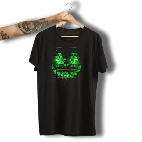 Halloween Evil Green Pumpkin Fractal Face Geometric Triangles T Shirt t shirt 1