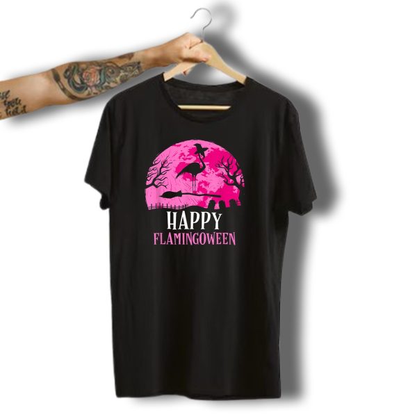 Halloween Flamingo Witch Happy Flamingoween Spooky Pink Moon T Shirt 1 t shirt 1