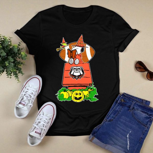 Halloween Georgia Bulldogs Football Peanuts Snoopy Jack O Lantern T Shirt 1