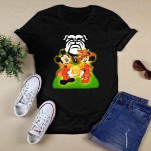 Halloween Georgia Bulldogs Mickey Minnie Pumpkin T Shirt