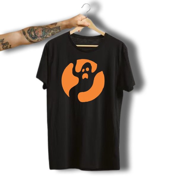 Halloween Ghost Icon In Orange Circle T Shirt t shirt 1