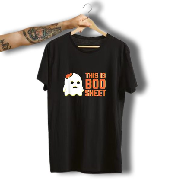 Halloween Ghost This Is Boo Sheet Graphic With Cute Bow Accent T Shirt t shirt 1