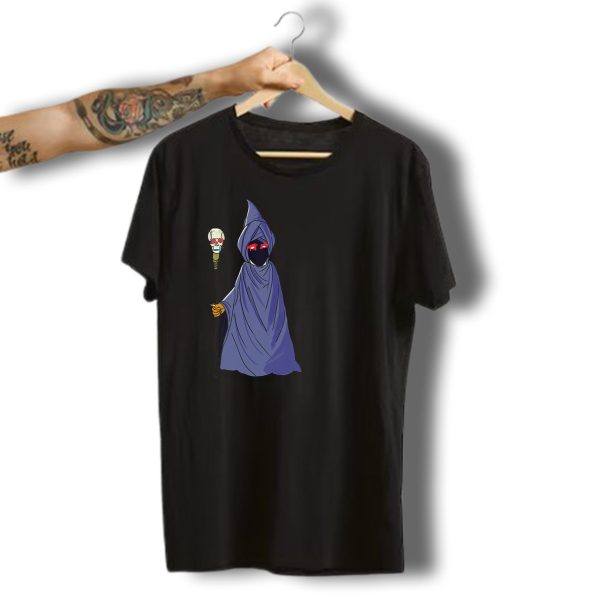 Halloween Ghost With Skull Staff And Red Eyes T Shirt t shirt 1