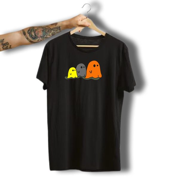 Halloween Ghosts Yellow Gray Orange Cute Postcard T Shirt t shirt 1