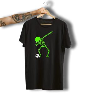 Halloween Glow Dabbing Skeleton Soccer Ball T-Shirt