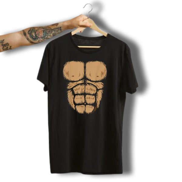 Halloween Gorilla Chest Costume Funny Monkey Abs T Shirt t shirt 1