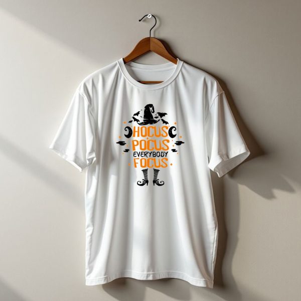 Halloween Hocus Pocus Everybody Focus Funny Teacher Witch Hat Bats Boots T Shirt t shirt 1