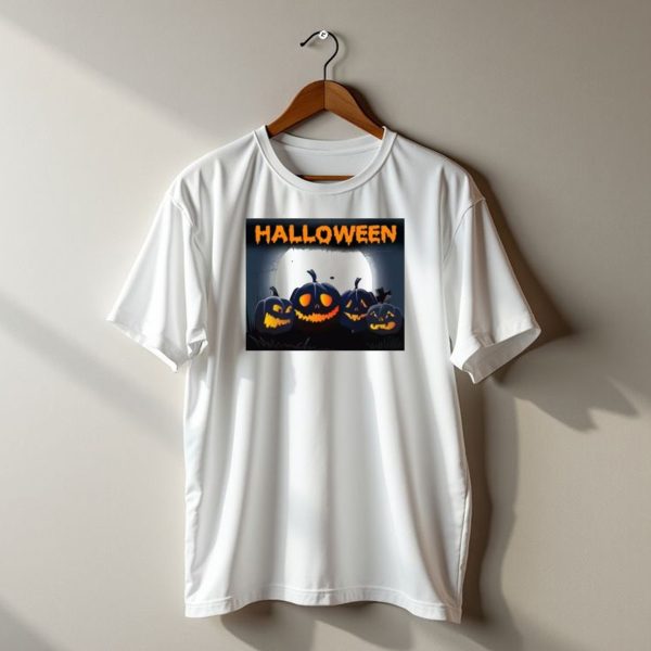 Halloween Horror Pumpkin Picture Moonlit Night Scene T Shirt t shirt 1