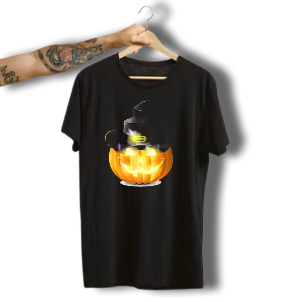 Halloween Horror Pumpkin Witch Hat Glowing Face T Shirt t shirt 1